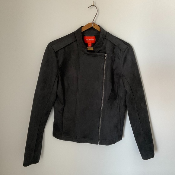 Joe Fresh Faux Suede Moto Jacket Dark Gray Size M - Picture 4 of 5